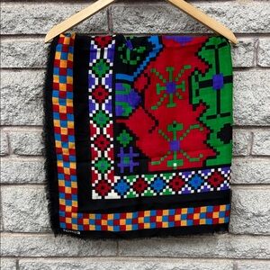 Vintage Large Colorful Geometric Patterned Scarf